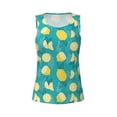 thumbnail image 4 of Xecao Lemon Blue print women's scoop neck, loose-fit workout tank tops for the gym., 4 of 9