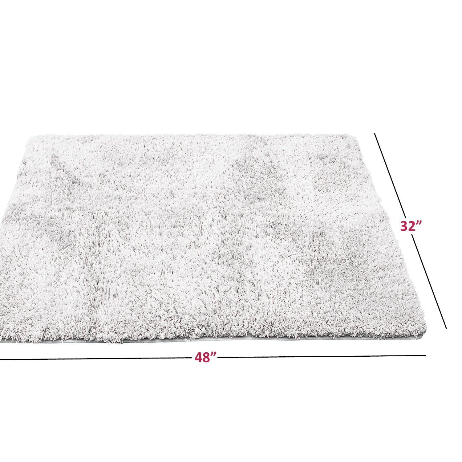 Clara Clark Set of 3 Absorbent Bath Mat Non-Slip Backing Rubber Bathroom Rugs, Large, 32x48, White