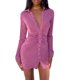 thumbnail image 1 of Vestido de mujer sexy Vestido delgado plisado de un solo pecho Cuello en V para viajes (Rosa L) FLhrweasw Para estrenar, 1 of 2