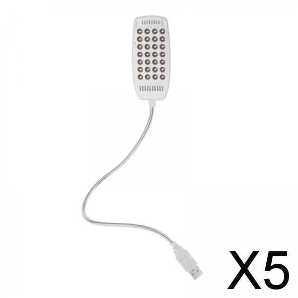 Lámpara portátil Baoblaze 2xUSB Cuello de Cisne 28 LED Blanca 5 Piezas