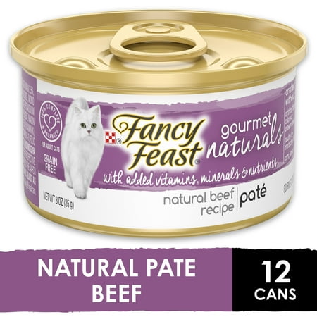 (12 Pack) Fancy Feast Grain Free, Natural Pate Wet Cat Food, Gourmet Naturals Beef Recipe, 3 oz. Cans