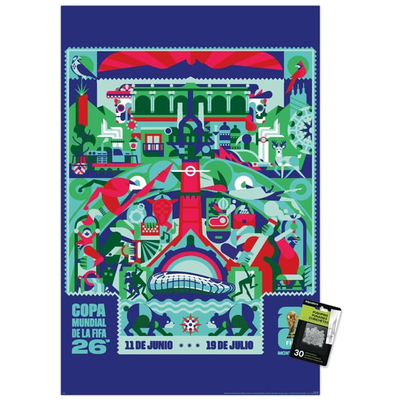FIFA World Cup 2026 - Monterrey Wall Poster with Pushpins, 22.375" x 34"