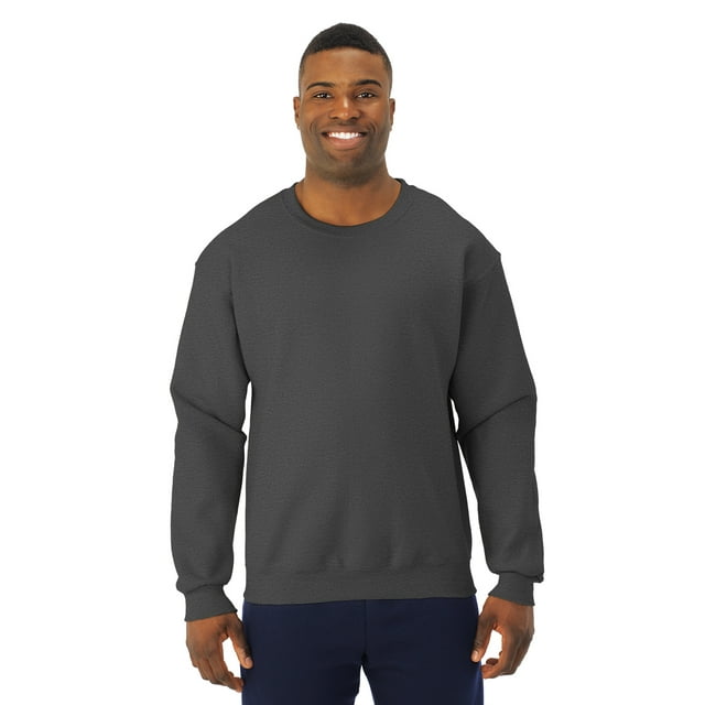 Jerzees Mens NuBlend Super Sweats Crew Sweatshirt, M, Black Heather