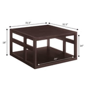 Convenience Concepts Monterey Square Coffee Table with Shelf, Espresso