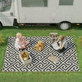 thumbnail image 1 of Outsunny Reversible Outdoor RV Rug, 5' x 8' Patio Floor Mat, Black & White, 1 of 9