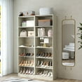 thumbnail image 2 of Homieasy Closet System, 25 Inch Freestanding Closet Shoe Organizer, Standalone Wood Shoe Shelves, Heavy Duty Walk in Closet Tower for Bedroom, Mudroom and Entryway, White oak, 2 of 8