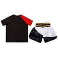 thumbnail image 4 of TiaoBug Kids Boys 2 Piece Sports Set Short Sleeve Boxer T-shirts with MMA BJJ Training Trunks Set Red&White&Black 10, 4 of 5