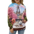 thumbnail image 4 of Tea Set on Paris Balcony 3d Sweatshirts Hoodie Fashion Casual Personality Men's Women Street Hoodie Pullovers Long Sleeve Comfortable Top, 4 of 6