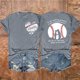 thumbnail image 2 of Camisetas de Manga Corta para Mujeres Beisbol Amor Doble Cara Impresión Cuello Redondo Camiseta, Top de Verano Casual, 2 of 3