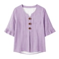 thumbnail image 6 of Ashirexll Womens Casual Tops Fashion Summer 3/4 Sleeve V-Neck Blouse Top Casual Blouses for Everyday Wear, 6 of 7