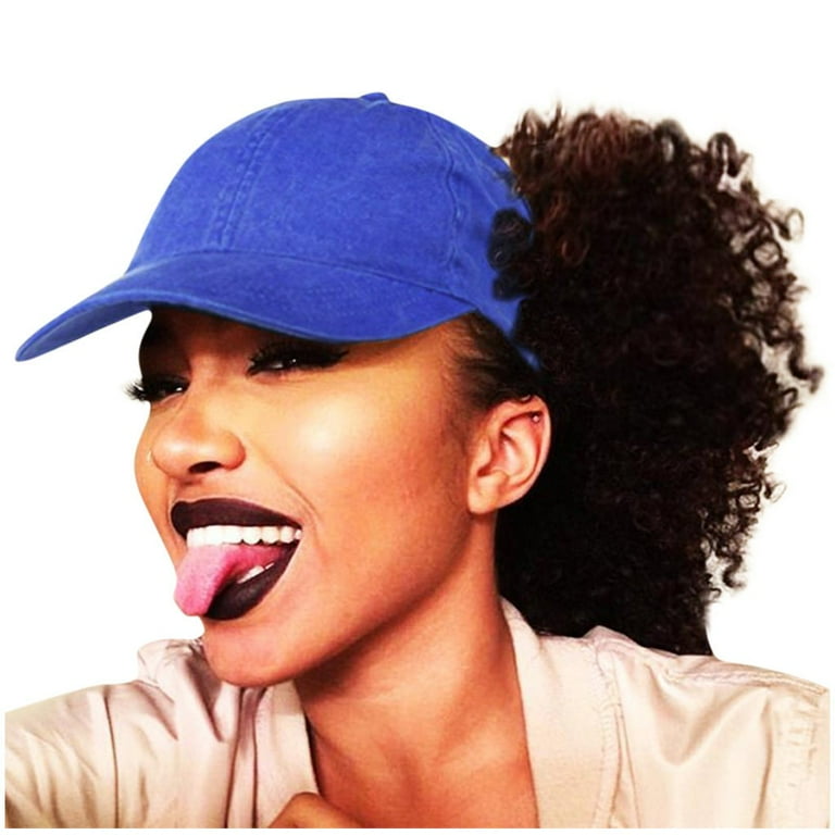 Sun Hat Women Men Outdoor Adjustable Ponytail Baseball Cap Sunhat Peaked  Cap Hats For Women Polyester Blue 