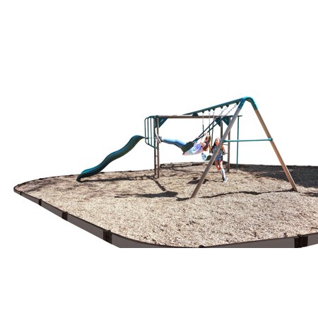Frame It All Tool-Free Weathered Wood Curved Playground Border 16' - 1" profile