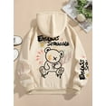 thumbnail image 1 of Sudadera con estampado de oso de Graffiti para mujer, Jersey holgado de cuello redondo, Tops cálidos de lana, ropa de calle, 1 of 4