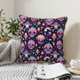 thumbnail image 6 of Haiem cartoon Skull rainbow space Print Velvet Soft Solid Decorative Square Throw Pillow Covers Set with Elegant Piping Christmas Cushion Case for Sofa Bedroom Car-18"x18", 6 of 8