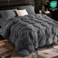 thumbnail image 2 of SONORO KATE Pinch Pleat Feather Down Comforter Queen Size, High Fill Power Soft Duvet Insert with Corner Tabs, All Season Bedding Comforter (90"x90", Dark Gray), 2 of 7