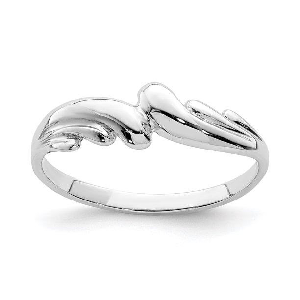 Saris and Things 14K White Gold Plated Polished Wave Ring Size 7
