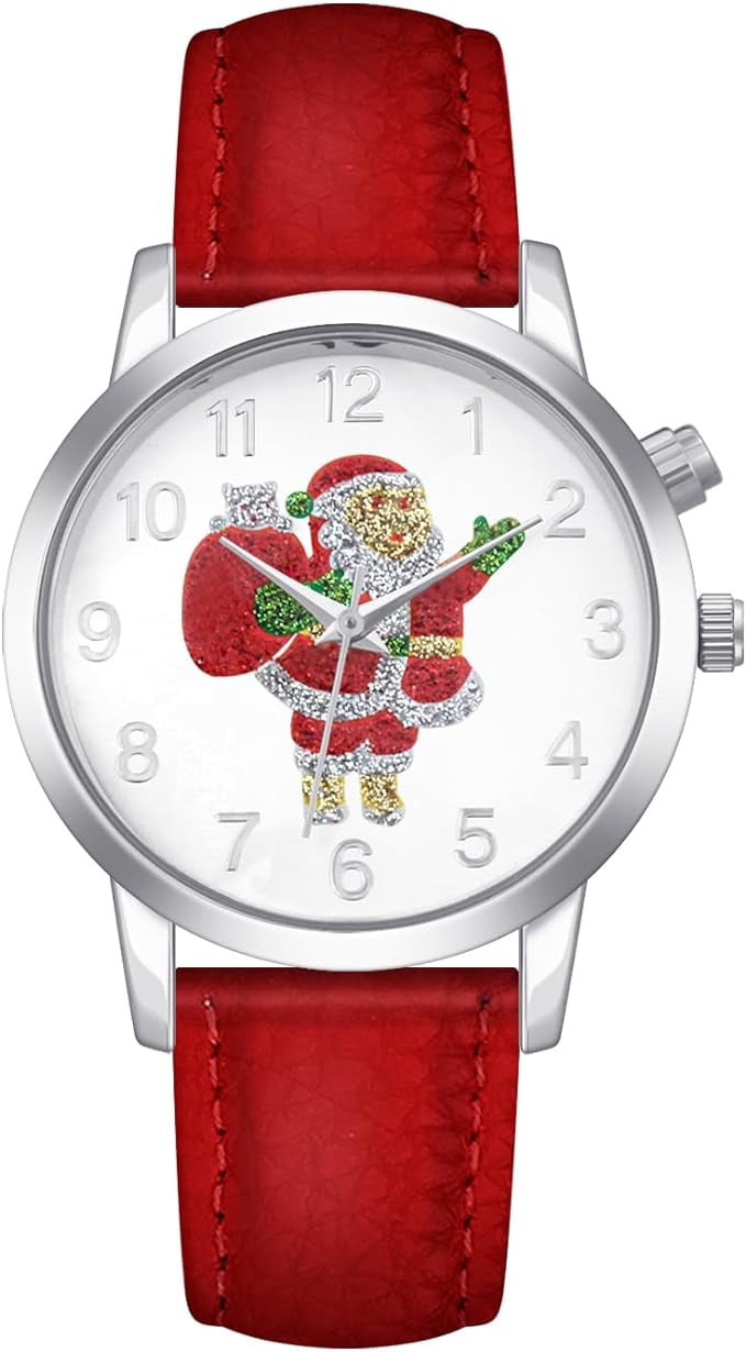Blekon Collections Women's Quartz 36mm Case Christmas-Themed Leather Two Piece Strap Watch