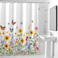 thumbnail image 4 of Watercolor Butterfly Fabric Shower Curtain Retro Flower Washable Shower Curtains for Bathroom, Waterproof Bath Curtain with Hooks Home Decor 72x84in, 4 of 8