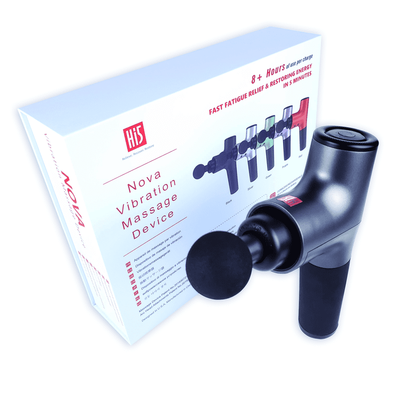 AA Hi5 Nova Vibration Massage Gun - Deep Tissue, 4 Heads, 3 Speeds, Quiet,  Long Lasting, Fast Charging, T-Shaped