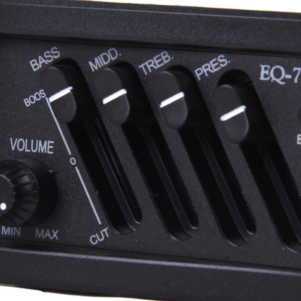Dualoai Wired 4 Bands 2.5mm Plug Pickup EQ-7545R for Acoustic Guitar Parts Black
