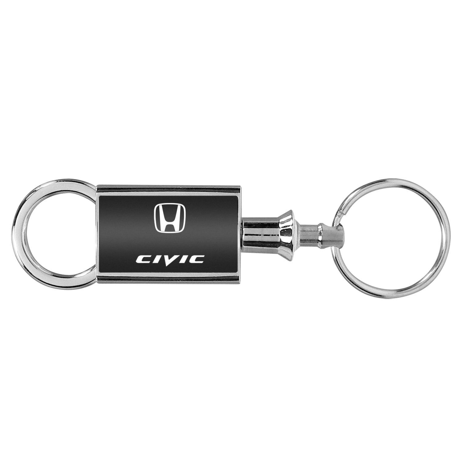 Honda Civic Chrome Accented Black Valet Key Chain Keychain
