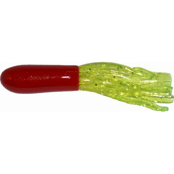 Big Bite Baits 15CRTU-32 1.5 in. Crappie Tube - Red, Chartreuse & Metal Flake - 10 Per Bag