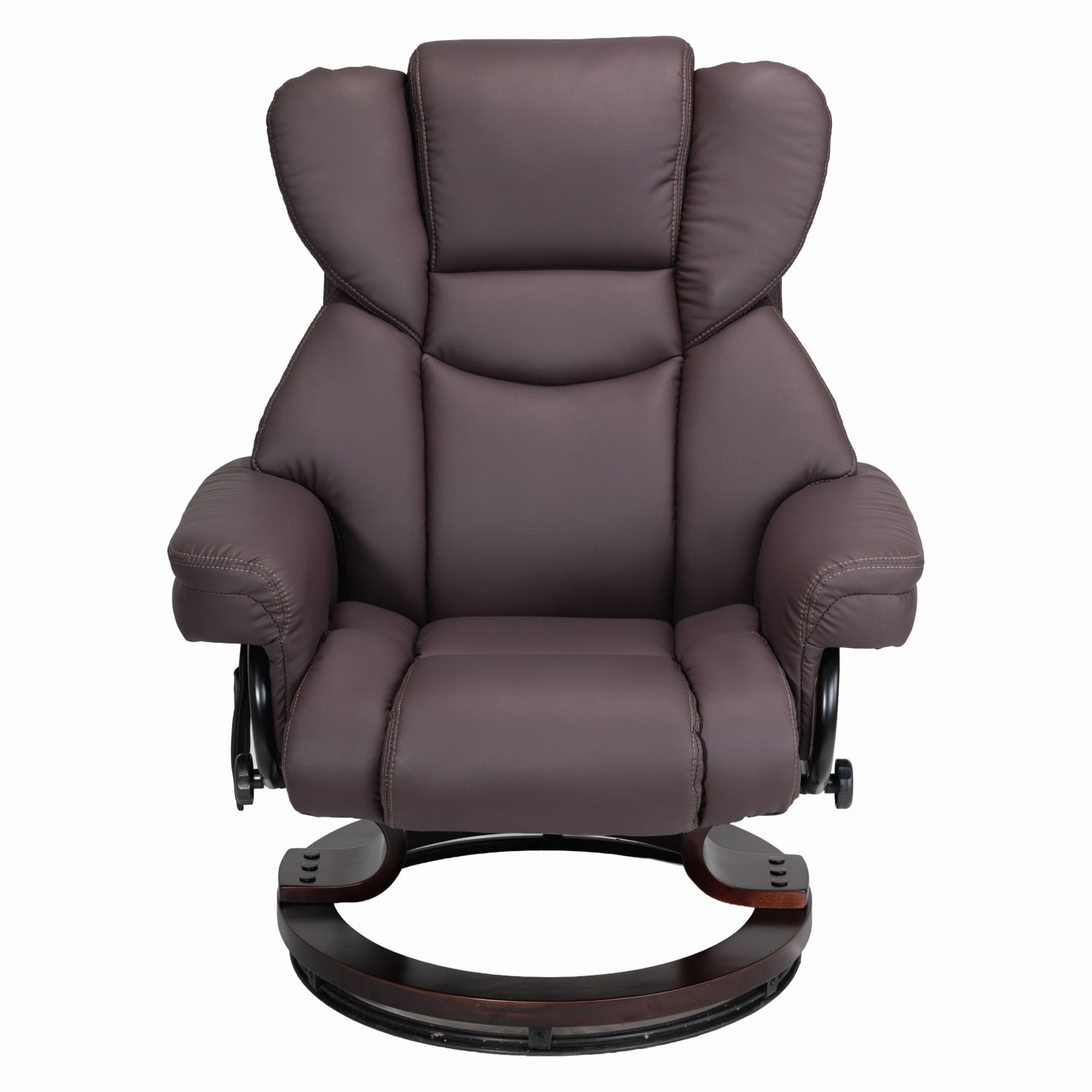 Hommoo 8-Point Massage Recliner with Ottoman, Heated Faux Leather Reclining Chair ,Bent Wood Base, Indoor Lounge TV Armchair with Footrest, Brown