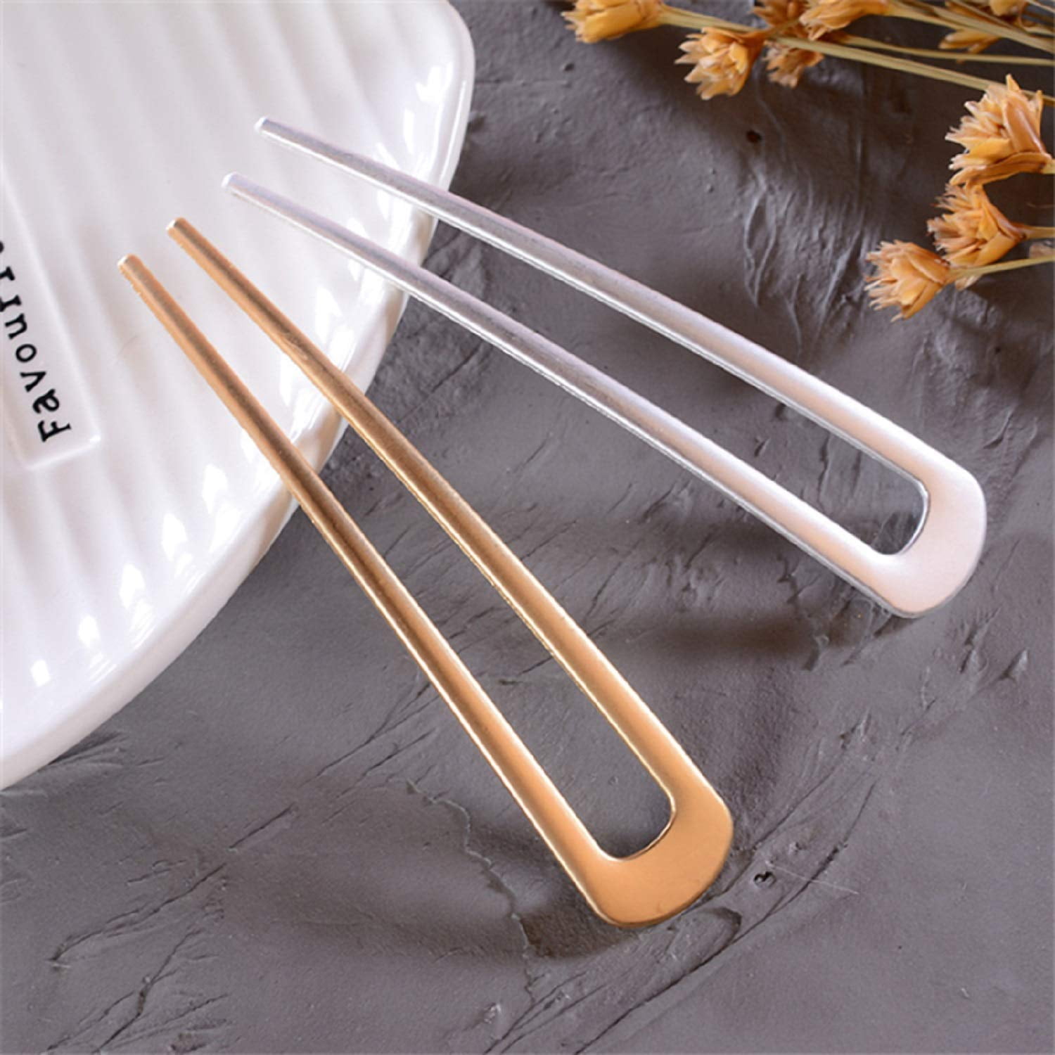 6 Pcs U-Shaped Hairpin, Vintage Hair Pin Fork Sticks Tortoise Shell U Shape Hair Clips Cellulose Acetate Tortoise Shell Hair Pins Clips French Style Metal Hair Sticks for Women Girls Hair Styling