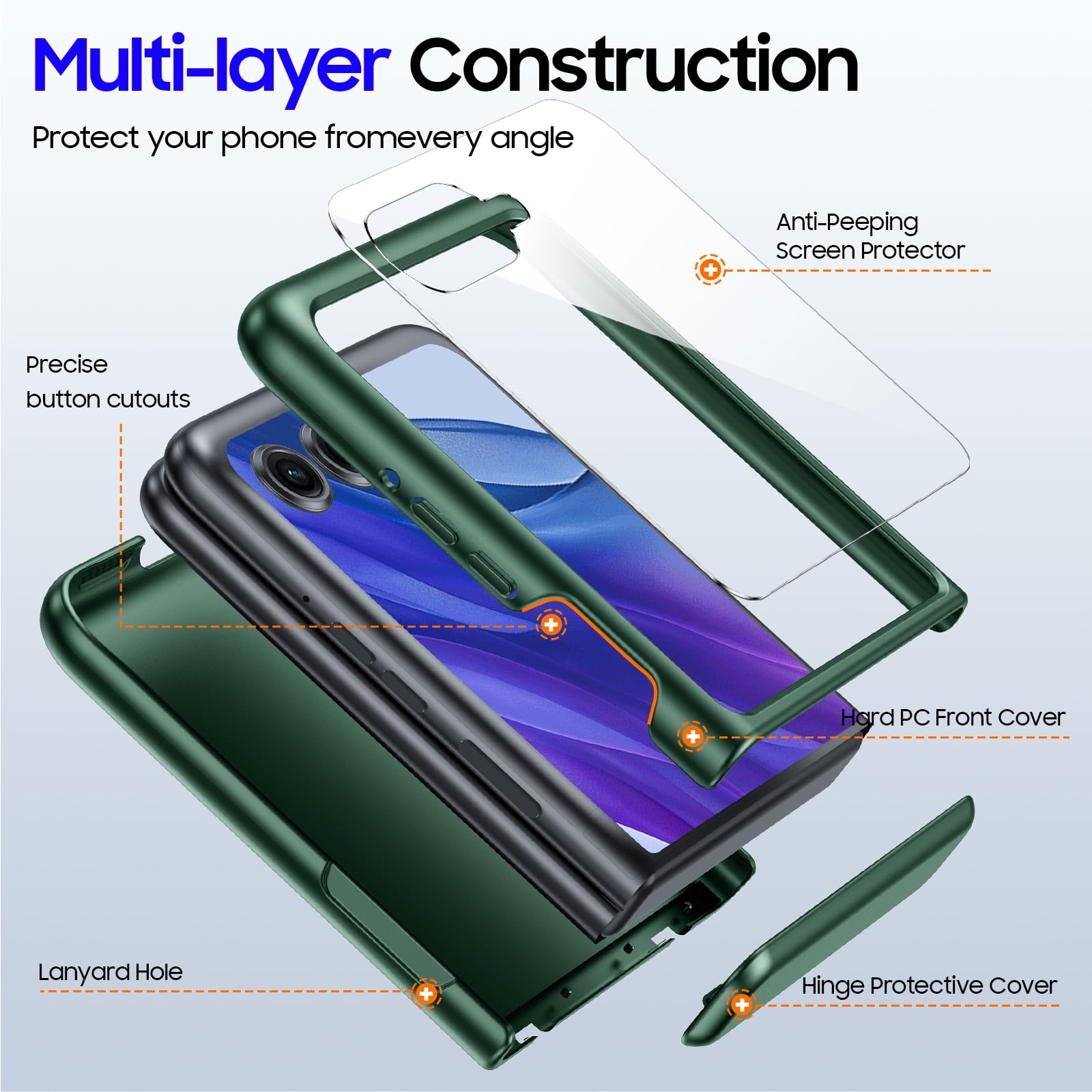 Oupeigar for Motorola Razr 50 2025 Ultra Phone Case,With Hinge Protection,Screen Protector,Full-Body Rugged Anti-Scratch Shockproof Phone Case-Green