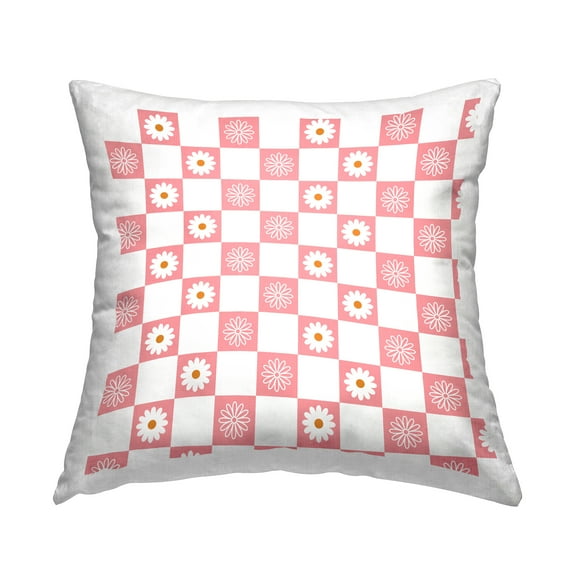 Stupell Industries Daisy Flower Blossoms Checkered Pattern Design by Hey Bre! Creative Studio Throw Pillow