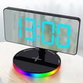thumbnail image 2 of Inteprter Reloj electrónico de escritorio con reloj Digital LED de gel de sílice con espejo de pantalla grande RGB colorido Electrodomésticos blanco, 2 of 6
