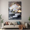 thumbnail image 6 of Mudket White Orchid Flowers with Stones and Candles Canvas Wall Art, Calming Botanical Wall Decor, Framed Ready to Hang for Living Room Bedroom Bathroom Office, Relaxing Floral Poster - 12"L x 8"W, 6 of 10