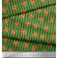 thumbnail image 2 of Soimoi Green Poly Georgette Fabric Stripe,Fire Ring & Lion Cartoon Printed Fabric 1 Yard 42 Inch Wide, 2 of 3