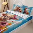 thumbnail image 3 of jejeloiu Highland Cow Book Floral Zipper Full Size Comforter Sets with Fitted Sheet and 2 Pillowcases Kids,Rustic Farm Print Zipper Bedding Set,Reversible,4 Pieces, 3 of 7