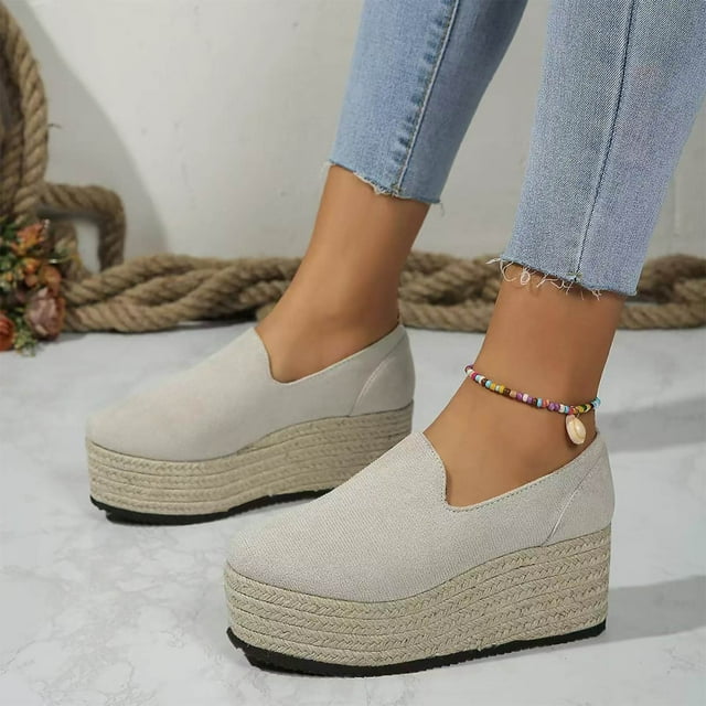 LSLJS Chaussures Compensées à Bouche Peu Profonde pour Femmes, Mode, Couleur Unie, Loisirs, Printemps, Mocassins pour Femmes, Cadeau pour Femmes