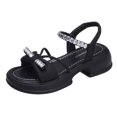 thumbnail image 2 of Jsaierl Platform Sandals for Women Casual Summer Open Toe Sandals Comfy Rhinestone Hollow Out Sandals Trendy Wedding Sandal Size 6, 2 of 4