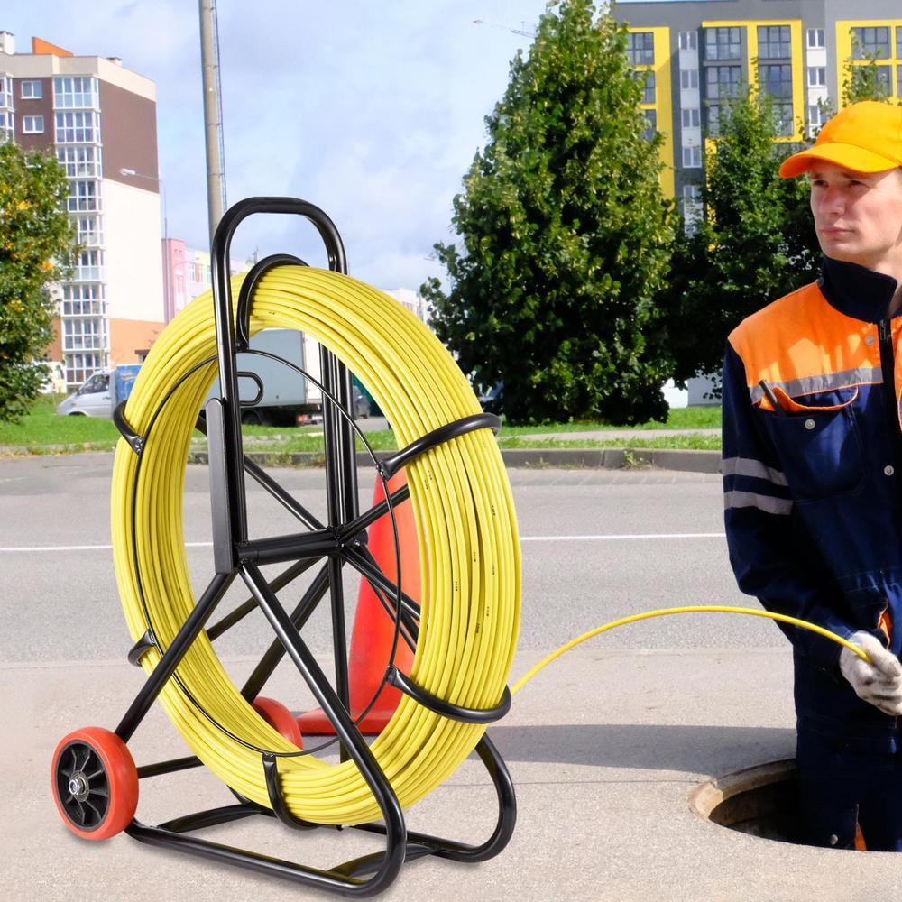 8MM 492FT Fiberglass Fish Tape, Non-Conductive Duct Rodder for Electrical Conduit Wiring and Commercial Building Installations