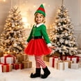 thumbnail image 4 of JAJAHO Kids Girls Christmas Elf Dress Up 5 Piece Set Xmas Holiday Elf Dress Outfit For 3-14Y, 4 of 6