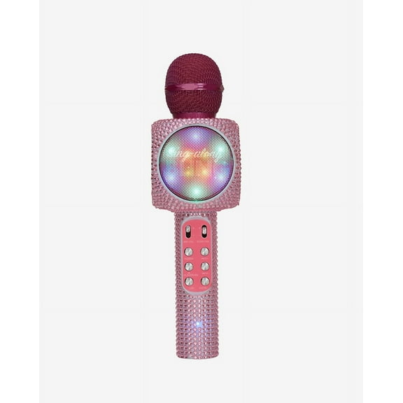 Singalong Bling Microphone - Wireless Karaoke Microphone with Bluetooth for Kids and Adults - Portable Microphone for Home Karaoke - Sing-Along Mic with Stereo Audio - LED Dancing Lights - Pink Bling