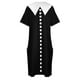 thumbnail image 4 of Vestido de cuello y bots de imitación para mujer ropa holgada con bolsillos blanco y negro vestidos de cumpleaños, 4 of 6