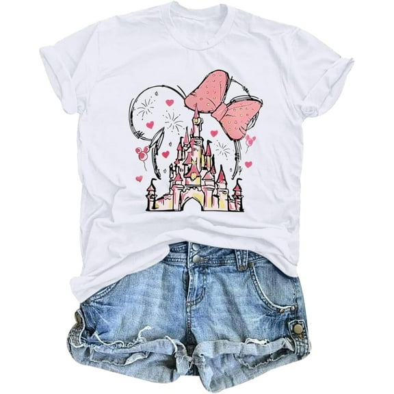 Magic Kingdom Shirts for Women Castle Graphic Tee Magical T Shirt Cute Family Holiday Vacation Shirt Casual Tops、womens casual tshirts、women tees and tops、women shirts trendy、women plain t shirts