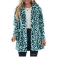 thumbnail image 5 of Xyxonk Women's Leopard Print Coat Faux Fur Long Sleeves Fall Winter Thickened Coat Double-Sided Velvet Stand Collar Jackets with Pocket Fashion Plush Zipper Outwear,Green M, 5 of 5
