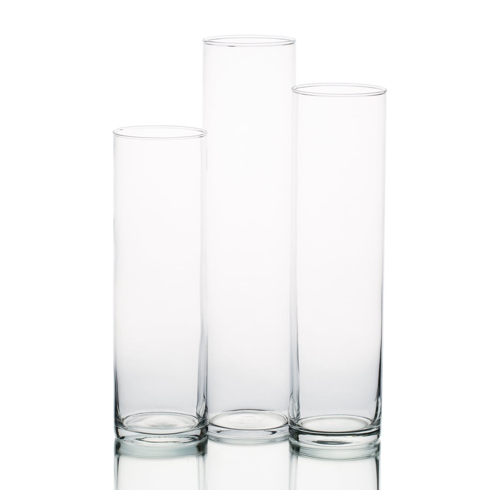 Tall glass floor vases (cylindrical)