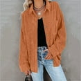 thumbnail image 3 of PATLOLLAV Womens Corduroy Buttoned Cardigan Long Sleeve Lapel Loose Padded Shirt Tops, 3 of 6