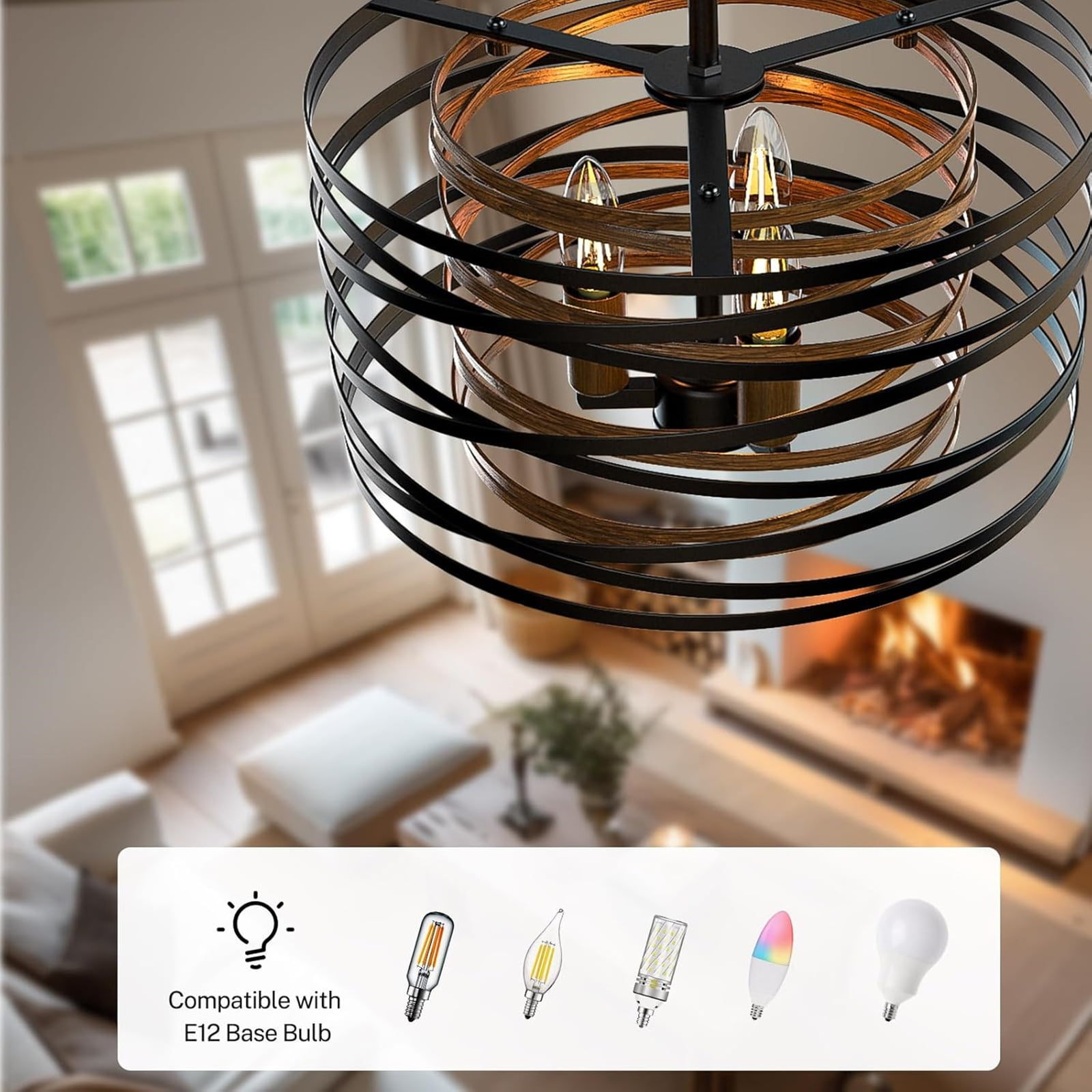 NookNova Black Chandelier, 3-Light Farmhouse Chandelier for Dining Room, Adjustable Hanging Light Fixtures Industrial Modern Chandelier for Bedroom, Foyer, Kitchen, Living Room, Entryway