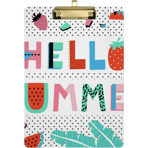 FMSHPON Watermelon Summer Flamingo Clipboard Hardboard Wood Nursing Clip Board and Pull for Standard A4 Letter 13x9 inches