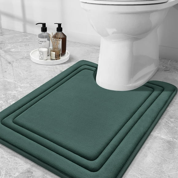 Alfombras de inodoro de espuma viscoelástica Grandaily en forma de U, 60 x 50 cm, color verde oscuro