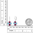 thumbnail image 2 of Gem Stone King 925 Sterling Silver Swiss Blue Topaz and Red Created Ruby Dangle Earrings for Women (7.67 Cttw, Gemstone November Birthstone, Heart Shape 6MM), 2 of 3