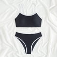 thumbnail image 4 of HNMKIU Bathing Suits for Women Solid Color Two Piece Bikini Set Comfortable Fit for Beach and Pool Womens Swimwear Black，L, 4 of 8