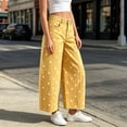 thumbnail image 6 of Tqcoqu Women's High Waist Polka Dot Barrel Jeans,Wide Leg Cropped Denim Pants with Pockets Casual Summer Trousers,Yellow Women's S-XL, 6 of 8